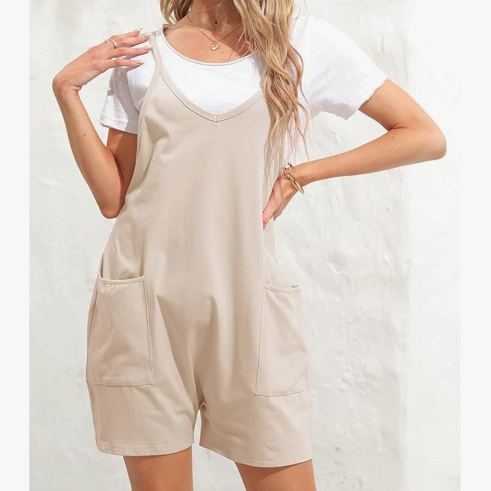 Beige Sleeveless Romper